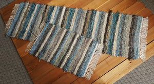 Kitchen Runner & Small Rug Set - 24"x 6' 1" & 20" x 31"  Teal & Chocolate