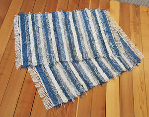 Kitchen or Bedroom Rug Set - 28 " x 42" & 28" x 42"  Country Blue & Cream