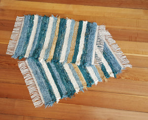Kitchen, Bathroom or Door Entry Rug Set - 20" x 31" & 20" x 30"  Teal & Country Blue