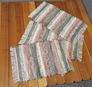 Kitchen or Bedroom Rug Set - 24" x 36" & 24" x 36" & 24" x 31"  Dusty Pink & Gray