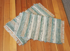 Kitchen, Bedroom or Door Entry Rug Set - 24" x 37" & 24" x 37" Aqua, Tan & Oatmeal