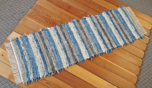 Kitchen or Hallway Runner Rug - 24" x 6' 3"  Country Blue, Gray & Oatmeal