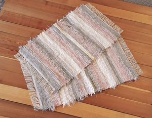 Kitchen or Bedroom Rug Set - 24" x 39" & 24" x 38"  Dusty Pink & Gray