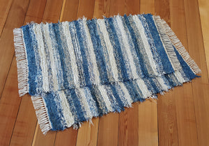 Kitchen, Bedroom or Door Entry Rug Set - 24" x 45" & 24" x 43"  Country Blue & Oatmeal