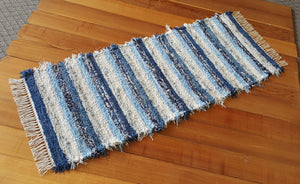 Kitchen or Hallway Runner Rug - 24" x 60" Country Blue, Light Blue & Oatmeal